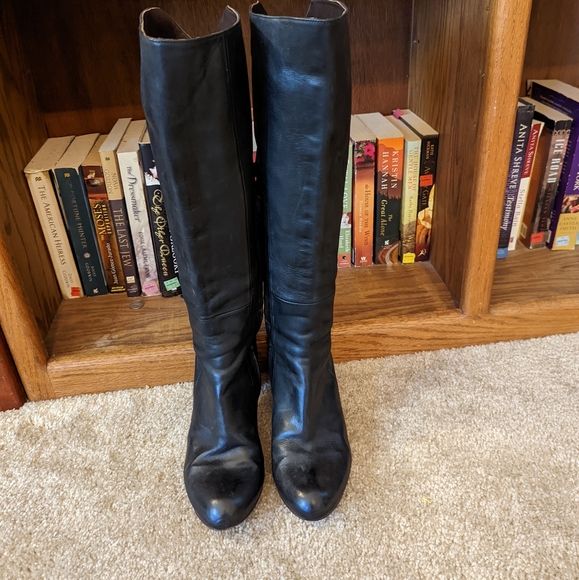 coclico black leather round toe inside zip tall boot sz 38.5 euc - Picture 4 of 9